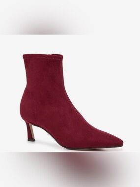 boots pointed toe kitten heel NEW size 9 burgundy red suede side zip comfort